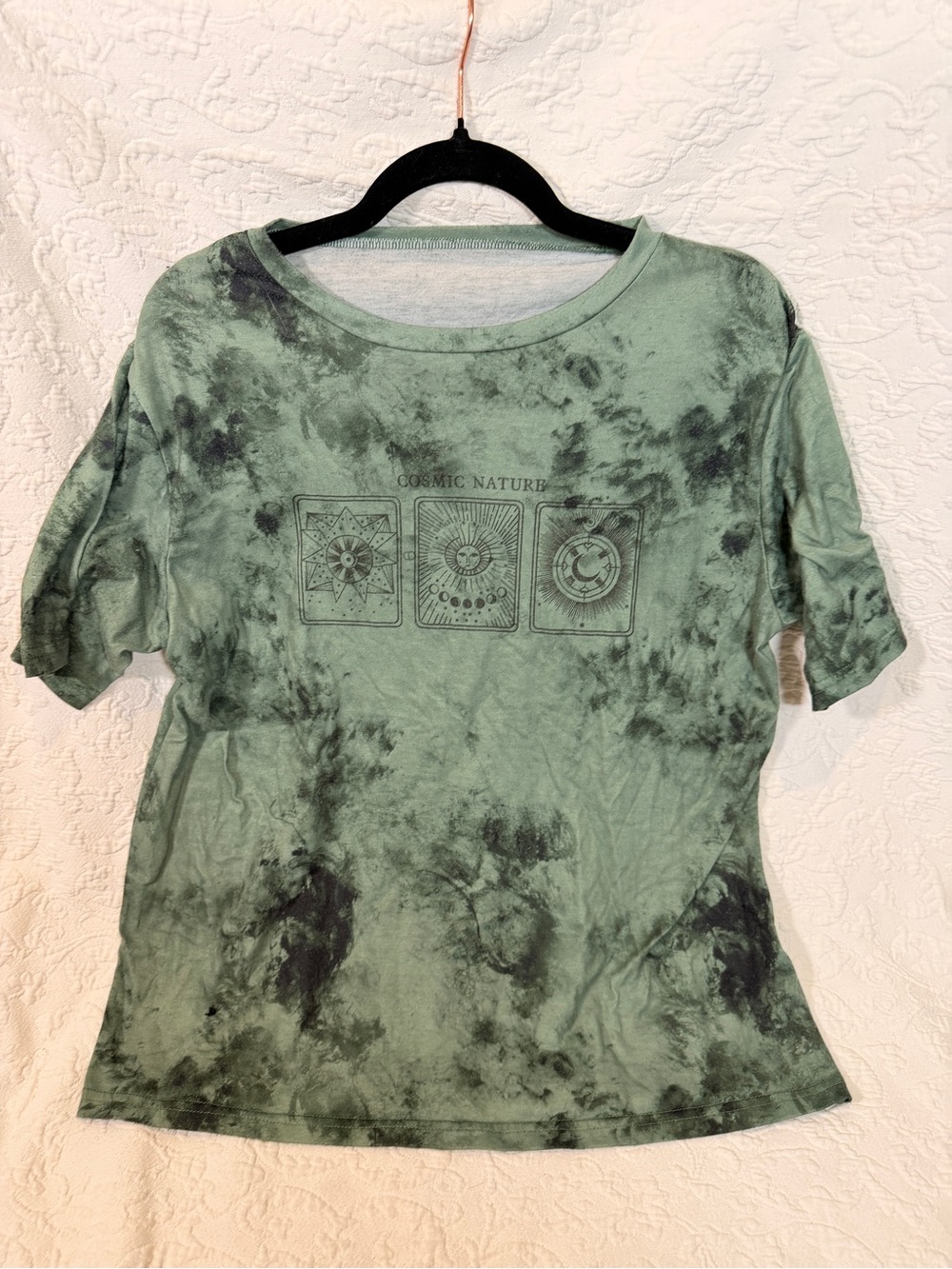 Cosmic Nature Green Tie-Dye Graphic Women’s Tee